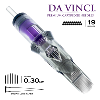 Bishop DaVinci V2 1019 CMLT 19CM Curved Magnum Bugpin Long Taper Kartuş Dövme İğnesi 20 Adet