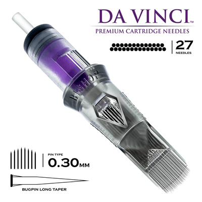 Bishop DaVinci V2 1027 CMLT 27CM Curved Magnum Bugpin Long Taper Kartuş Dövme İğnesi 20 Adet