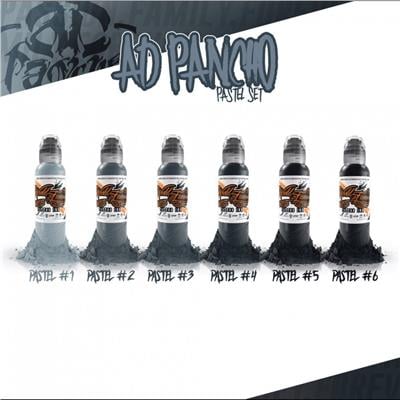 World Famous Ink A.D Pancho Pastel Greys 6’lı Set Dövme Boyası 1oz (30 ml)