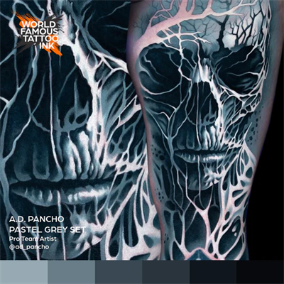 World Famous Ink A.D Pancho Pastel Greys 6’lı Set Dövme Boyası 1oz (30 ml)