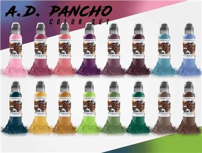 A.D Pancho Proteam 16lı Dövme Boyası Seti - World Famous Ink Dövme Boyası - 1oz/30ml