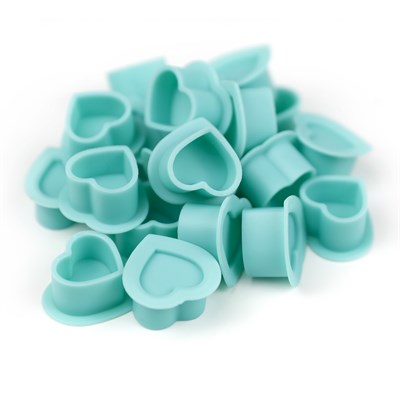 Dövme Silikon Kalp Boya Potası Mavi 25x25 mm 100 Adet