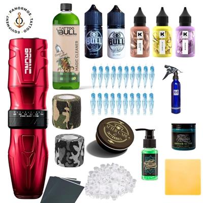 Bronc NINJA Stroke Ayarlı (2.6-4.0) Kablosuz Pen Dövme Makinesi Seti - Red