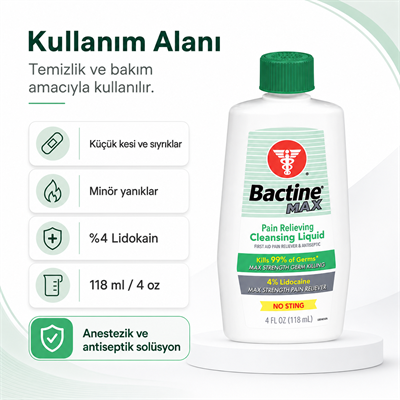 Bactine Max - Anestezik ve Antiseptik Solüsyon - 4 oz Şişe