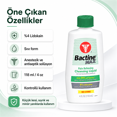 Bactine Max - Anestezik ve Antiseptik Solüsyon - 4 oz Şişe
