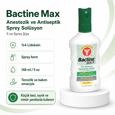 Bactine Max - Anestezik ve Antiseptik Sprey Solüsyon - 5 oz Sprey Şişe