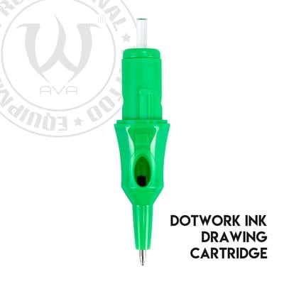 Ball Pen Cartridge Green - Dotwork Ink Drawing 20 Adet