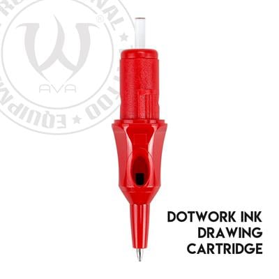 Ball Pen Cartridge Red - Dotwork Ink Drawing 20 Adet