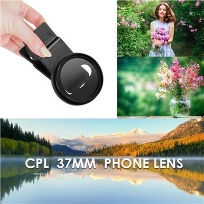CPL Kamera Lensi - 37 mm Dairesel Klipsli Cep Telefonu Kamera Lens Filtre Kiti