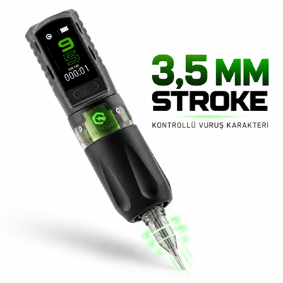 Critical Torque 3.5mm Stroke Tek Bataryalı Kablosuz Dövme Makinesi - Siyah