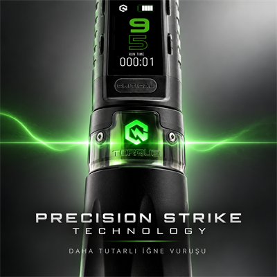 Critical Torque 3.5mm Stroke Tek Bataryalı Kablosuz Dövme Makinesi - Siyah