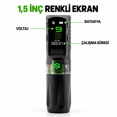 Critical Torque 3.5mm Stroke Tek Bataryalı Kablosuz Dövme Makinesi - Siyah