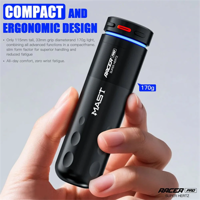 Mast Racer Pro 4.2 mm Stroke Kablosuz Rotary Pen Dövme Makinesi – Siyah