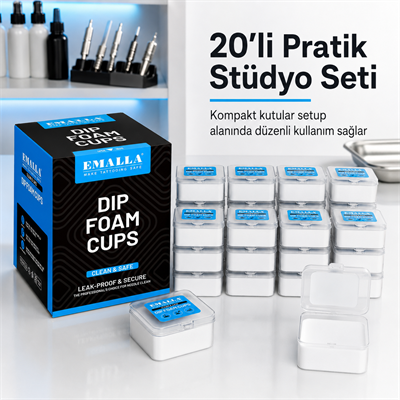 Emalla Dip Foam Cup - İğne Temizleme Kabı - 20li/Kutu