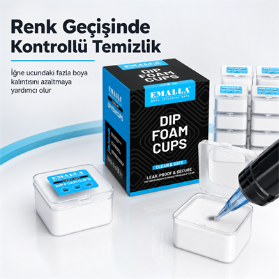 Emalla Dip Foam Cup - İğne Temizleme Kabı - 20li/Kutu