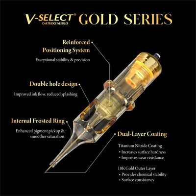 EZ V-Select Titanium Gold 1003RL 3RL 0.30 mm Round Liner Kartuş Dövme İğnesi