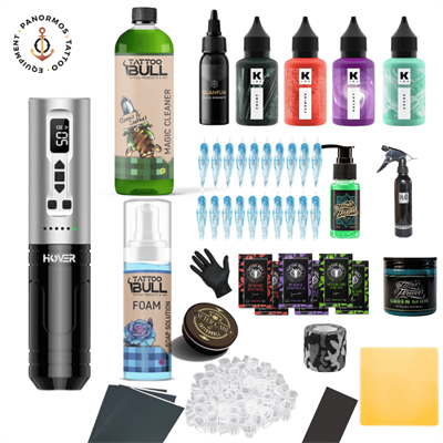 EZ Hover Matte Silver FM Dotwork Wireless Battery Tattoo Pen Machine - Set