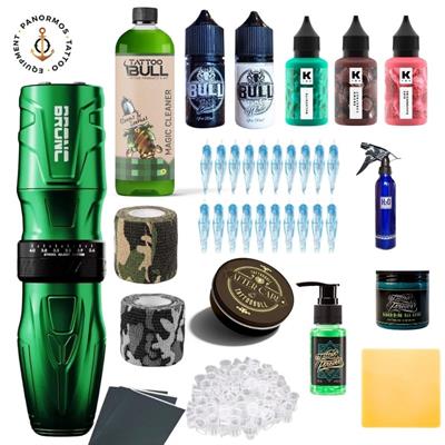 Bronc NINJA Stroke Ayarlı (2.6-4.0) Kablosuz Pen Dövme Makinesi Seti - Yeşil