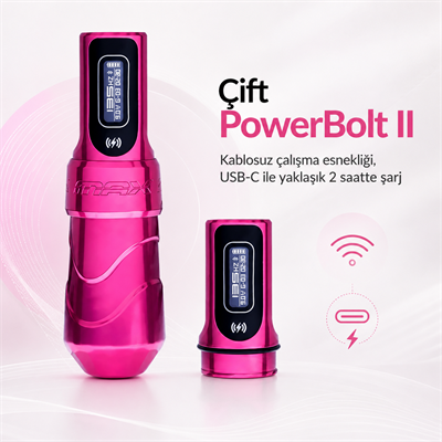 FK Irons Flux Max Bubblegum 3.2mm Stroke Çift Bataryalı Kablosuz Dövme Makinesi - Pembe
