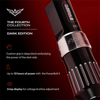 FK Irons Flux Max The Fourth Collection Dark Edition 4.0mm Çift Bataryalı Kablosuz Dövme Makinesi - Siyah