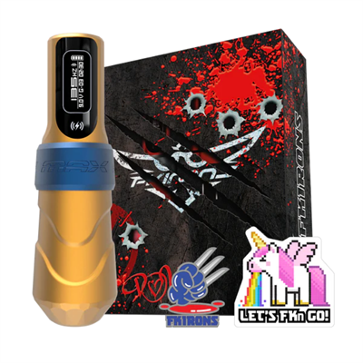 FK Irons Flux Max Logan 4.0mm Stroke Çift Bataryalı Kablosuz Dövme Makinesi - Sarı