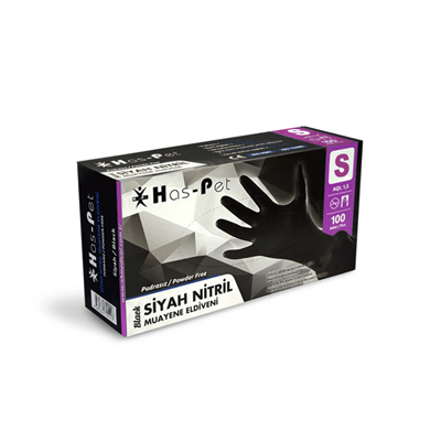 Haspet Siyah Nitril Small Dövme Eldiveni - KUTU