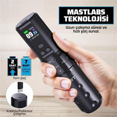Mast Fold 2 Pro Kablosuz Dövme Makinesi Ayarlanabilir Stroke