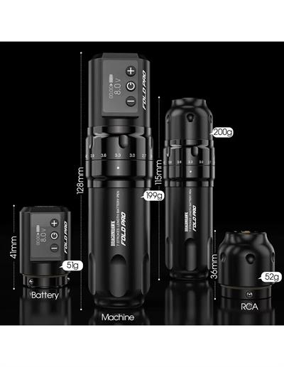 Mast Fold Pro 7 Kademeli Stroke Kablosuz Pen Dövme Makinesi – Tek Bataryalı (Siyah)