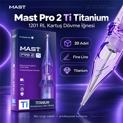 Mast Pro 2 Titanium 1201 RL 1 RL 0.35 mm Round Liner Long Taper Kartuş Dövme İğnesi 20 Adet