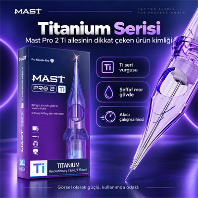 Mast Pro 2 Titanium 1201 RL 1 RL 0.35 mm Round Liner Long Taper Kartuş Dövme İğnesi 20 Adet