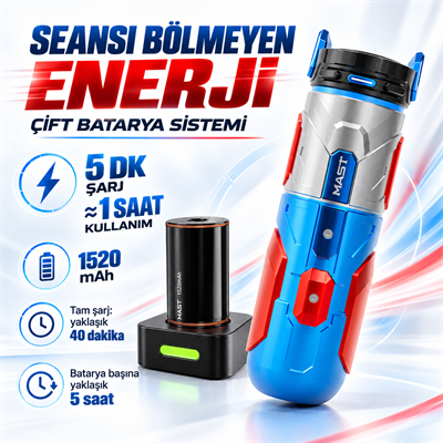 Mast Racer Pro Armor Edition Blue & Red 4.2mm Stroke Kablosuz Dövme Makinesi - Mavi & Kırmızı