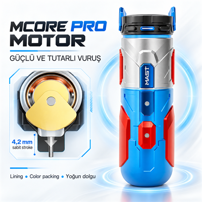 Mast Racer Pro Armor Edition Blue & Red 4.2mm Stroke Kablosuz Dövme Makinesi - Mavi & Kırmızı