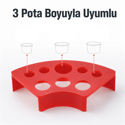 Plastik Boya Potası Standı Kırmızı - 8li