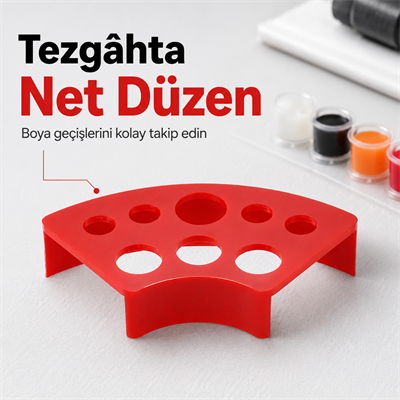 Plastik Boya Potası Standı Kırmızı - 8li