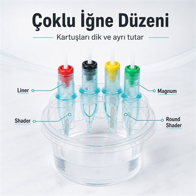 Plastik Dövme İğnesi Temizleme Standı 20’li