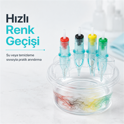 Plastik Dövme İğnesi Temizleme Standı 20’li