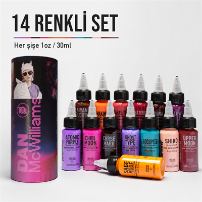 Radiant Colors Dan McWilliams 14lü Dövme Boyası Seti 1oz - 30ml