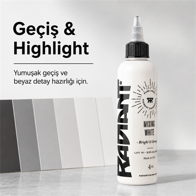 Radiant Colors Mixing White Beyaz Dövme Boyası 4oz - 120ml