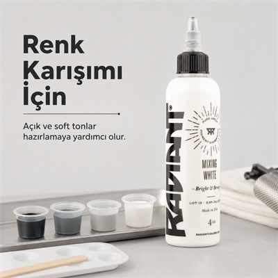 Radiant Colors Mixing White Beyaz Dövme Boyası 4oz - 120ml