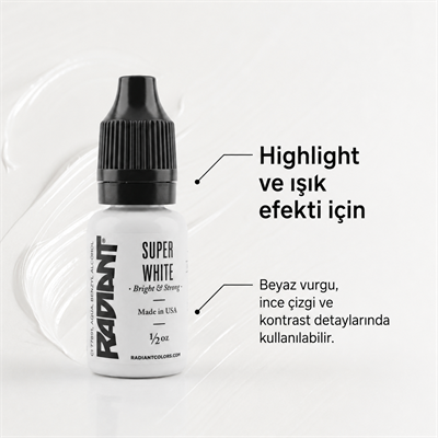 Radiant Colors Super White Beyaz Dövme Boyası 1/2oz - 15ml