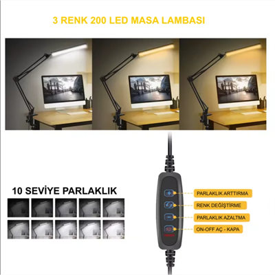 Ringo RML200 Dövme ve Kalıcı Makyaj İçin Bi-Color Akrobat Masa Lambası 30W