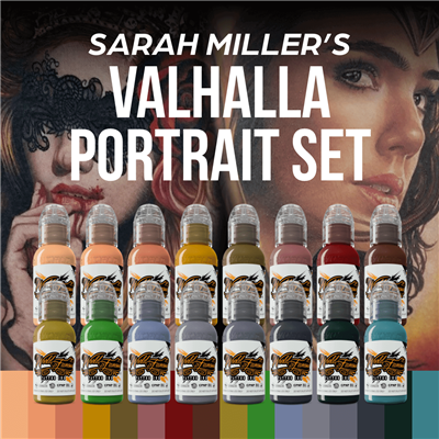Sarah Miller Valhalla Portrait 16lı Dövme Boyası Seti - World Famous Ink Dövme Boyası - 1oz/30ml
