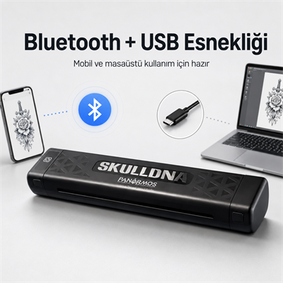 SkullDNA SP20 Kablosuz Termal Stencil Yazıcı Bluetooth USB