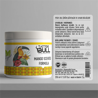 TattooBull Mango Formula Dövme Glide & Bakım Kremi 250 ml Vegan Formül