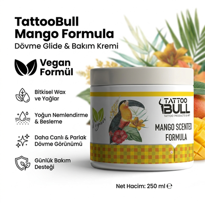 TattooBull Mango Formula Dövme Glide & Bakım Kremi 250 ml Vegan Formül