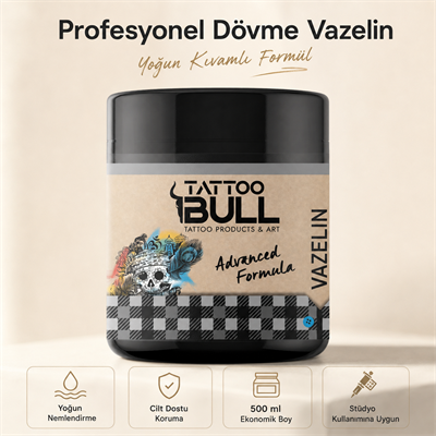 TattooBull Profesyonel Dövme Vazelin – Yoğun Kıvamlı Saf Formül (500 ml)