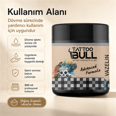TattooBull Profesyonel Dövme Vazelin – Yoğun Kıvamlı Saf Formül (500 ml)