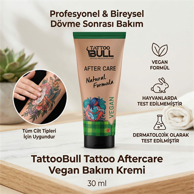 TattooBull Tattoo Aftercare Vegan Bakım Kremi – %100 Bitkisel (30 ml)