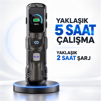 WJX HyperForce 4.5mm Stroke Kablosuz Dövme Makinesi - Siyah