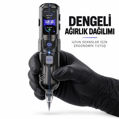 WJX HyperForce 4.5mm Stroke Kablosuz Dövme Makinesi - Siyah